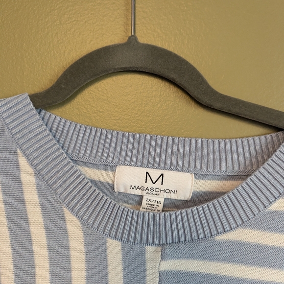 Powder Blue and White Stripped Sweater - Picture 2 of 3